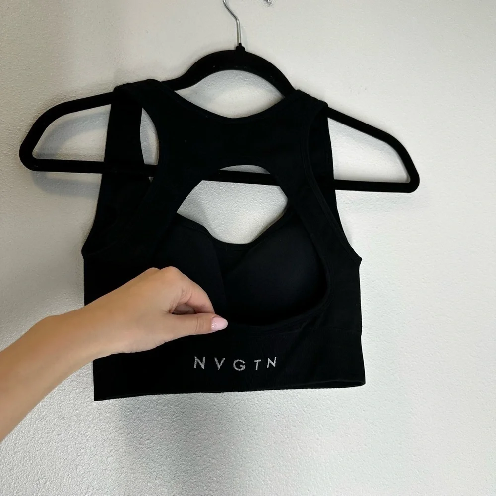 NVGTN Eclipse Sports Bra Black Seamless Cutout Open Back Size XS Women’s - Picture 7 of 10